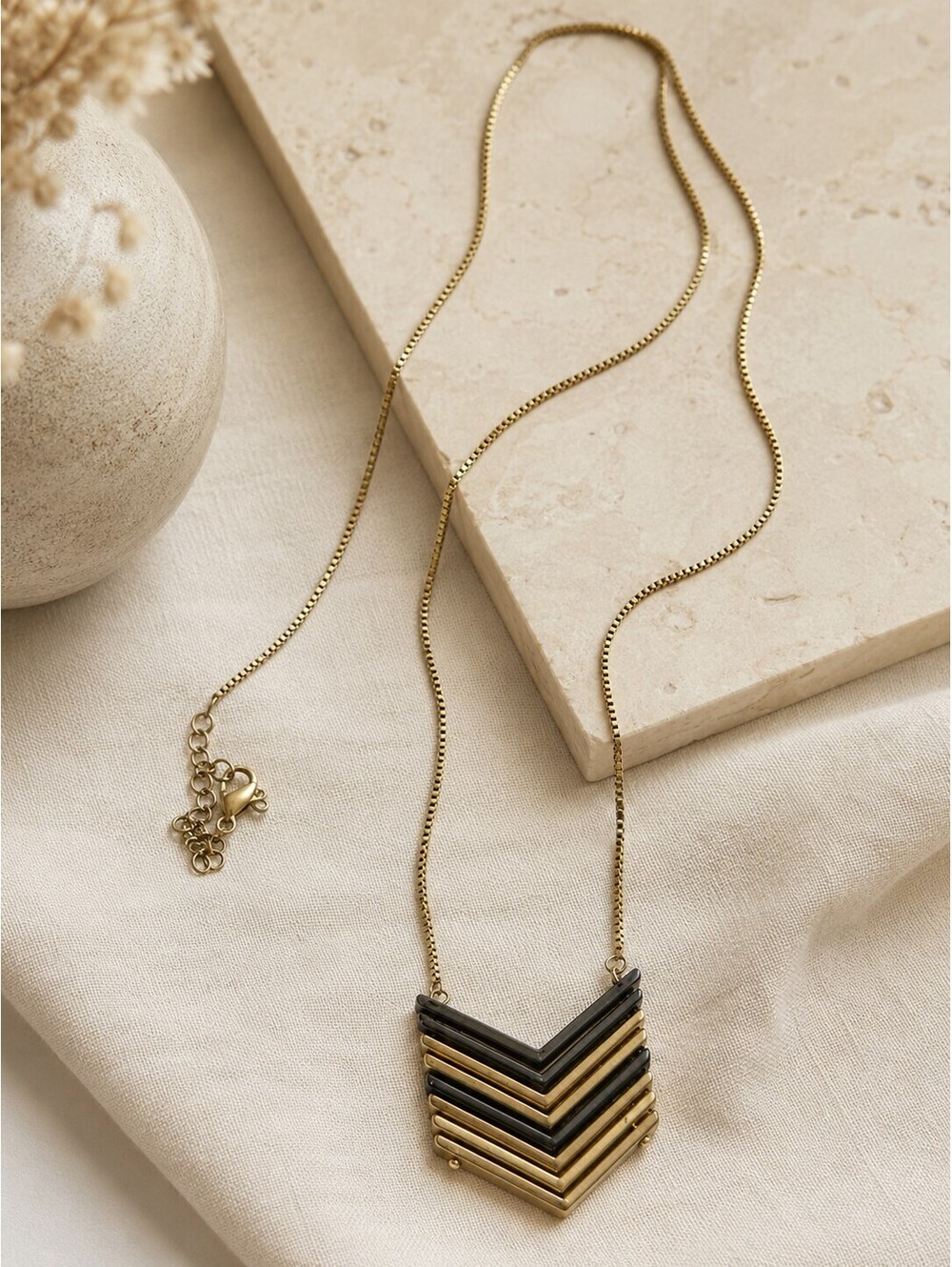 Madewell Arrowstack Statement Necklace Mixed Metals Gold Gunmetal GUC